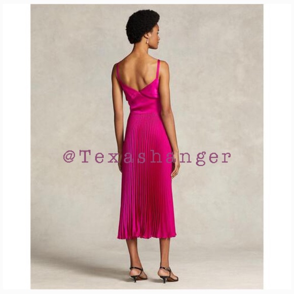 NWT Polo Ralph Lauren Pleated Midi Dress Size 2 Pink - Picture 7 of 15